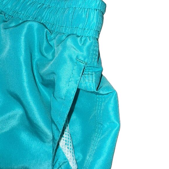 Small Teal Swim Trunks Board Shorts‎ Mesh Liner Pockets Neon Drawstring - Picture 3 of 5